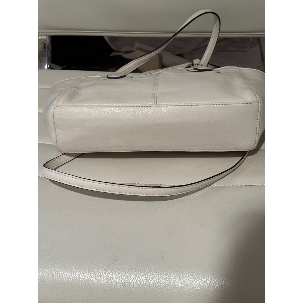 Coach White Pebbled Leather Tote Bag Gold Hardware Crossbody Bag‎ vintage - Picture 5 of 7